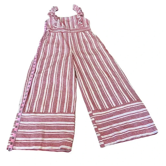 Lulus S Sleeveless Emilia Rae White and Red Striped Ruffle Culotte Jumpsuit - Picture 6 of 16